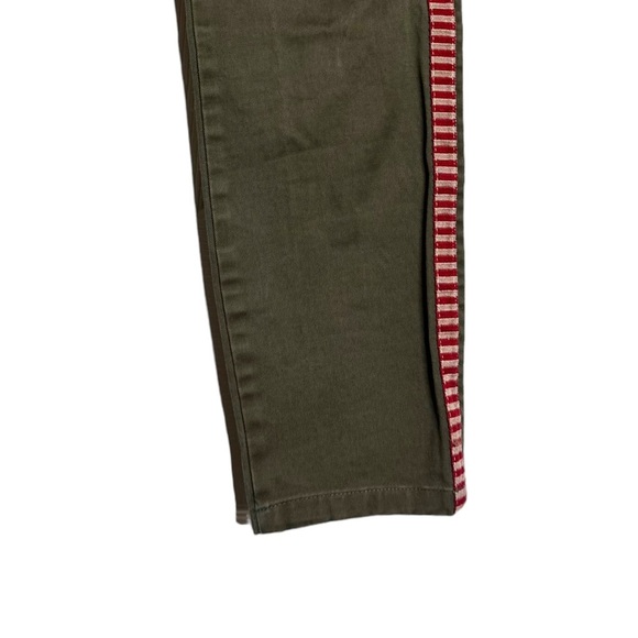 J. Crew Ankle Jeans Olive Cropped Vertical Contrasting Red and White Stripes 27 - Picture 9 of 16